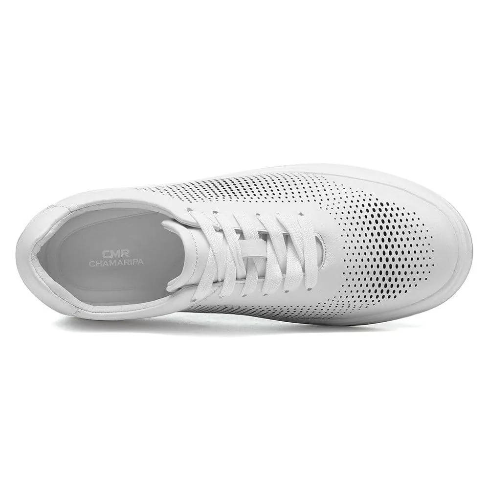 7CM / 2.76 Inches CMR CHAMARIPA Elevate Your Sports Style with Elevator Sneakers - Men's Breathable White Sports Shoes