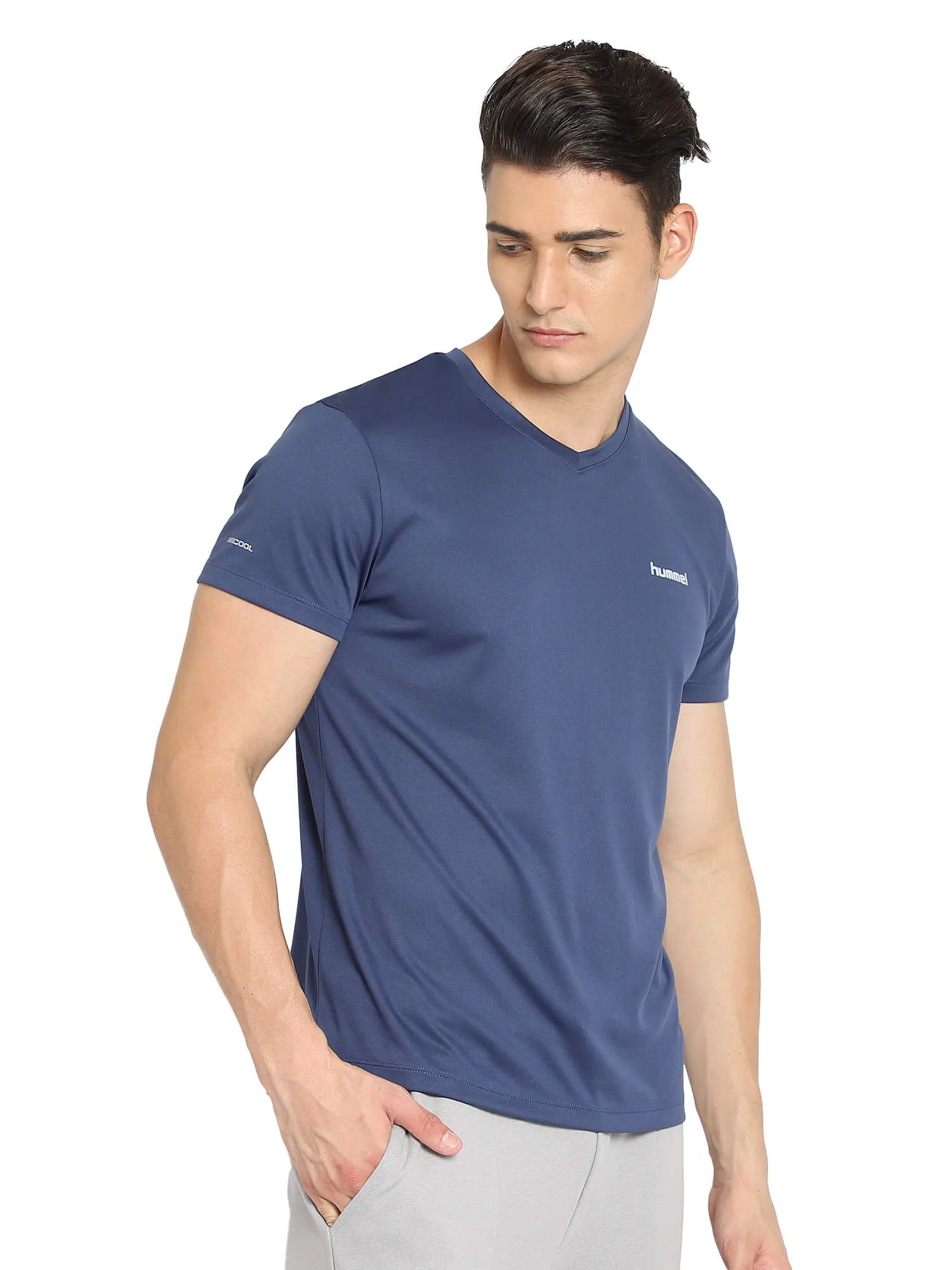 Amero V Neck Half Sleeve Solid Regular fit Polyester T-shirt for Men Comfortable Breathable Fabric Stretchable for Everyday Use Ideal for Yoga Training Gym Running or Performance