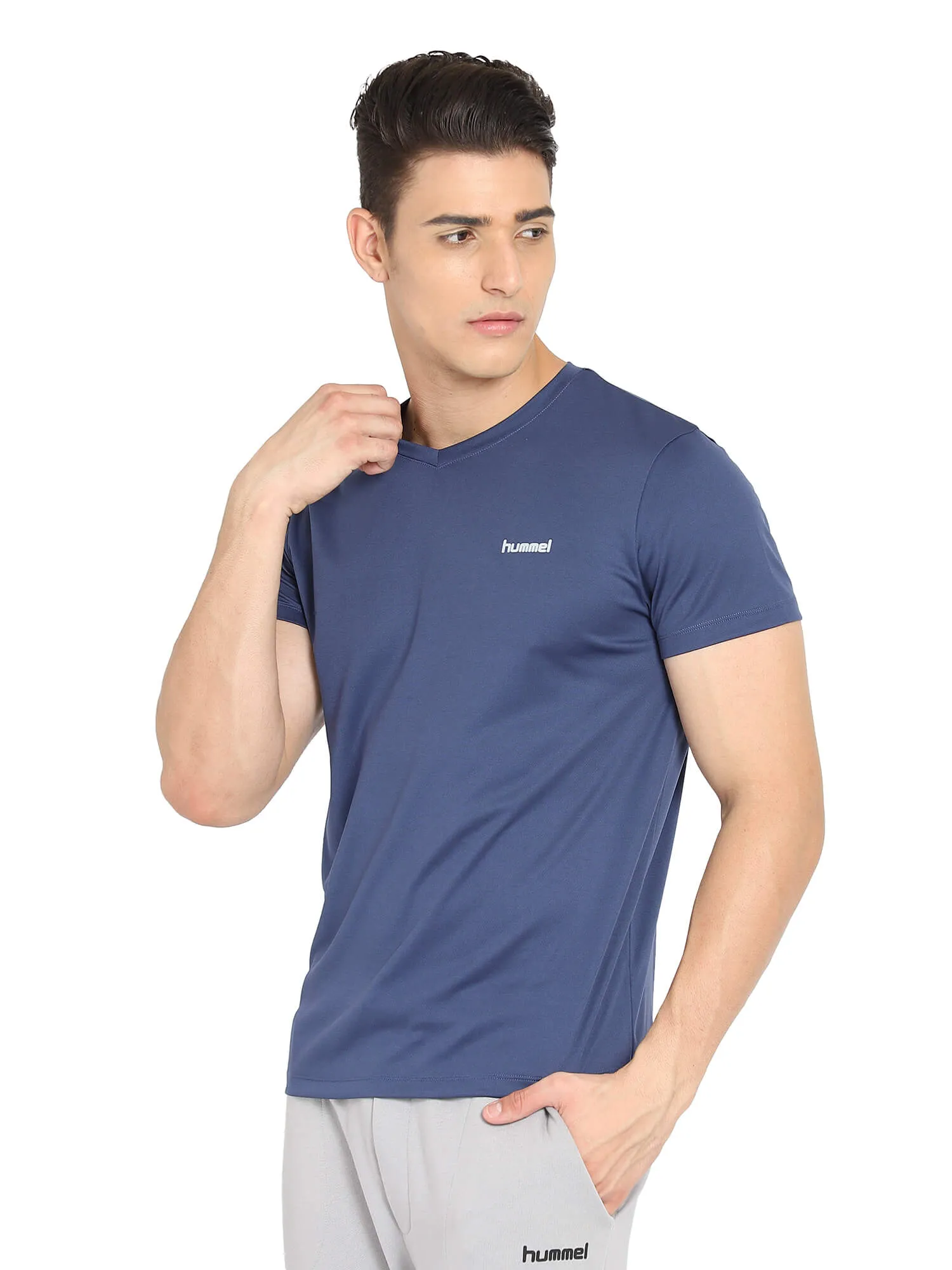 Amero V Neck Half Sleeve Solid Regular fit Polyester T-shirt for Men Comfortable Breathable Fabric Stretchable for Everyday Use Ideal for Yoga Training Gym Running or Performance