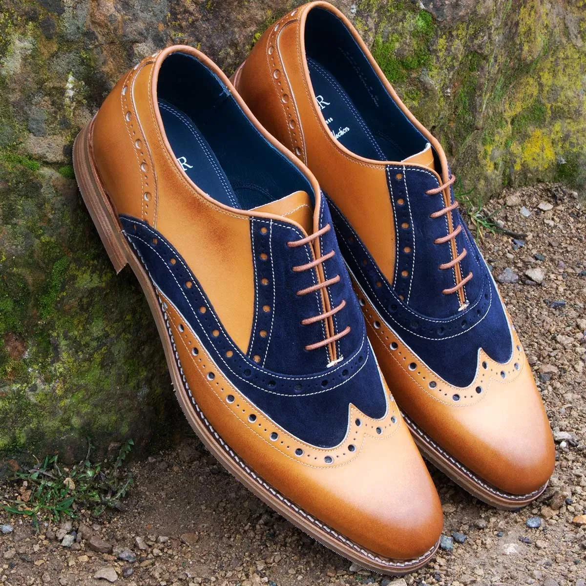 Mens Cedar Calf and Navy Suede Abingdon Shoes by BARKER