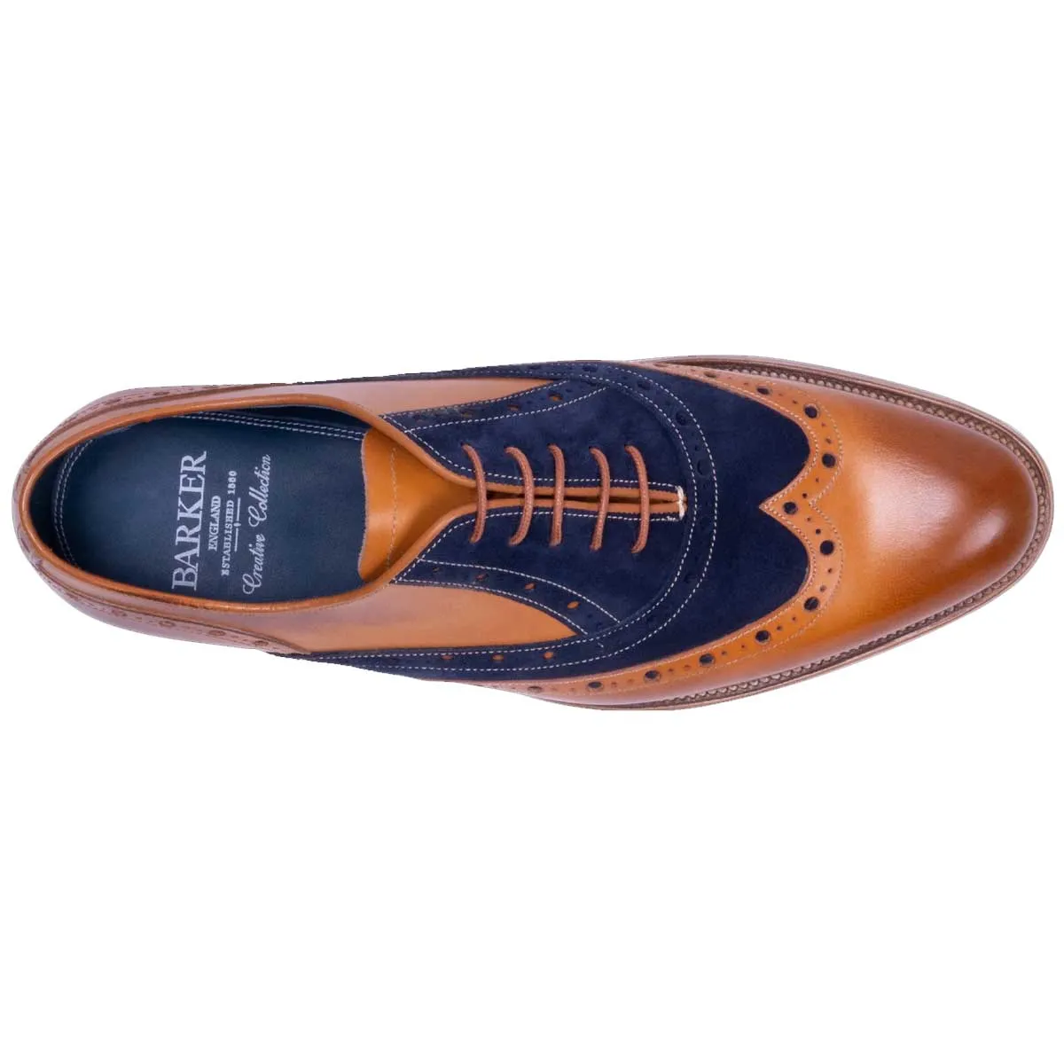 Mens Cedar Calf and Navy Suede Abingdon Shoes by BARKER