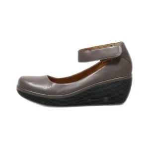 Clarks Wedge Shoes Leather Grey Colour For Women