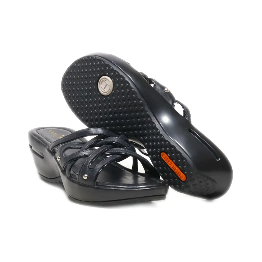 Cole Haan Wedge Shoes Leather Black Colour For Women