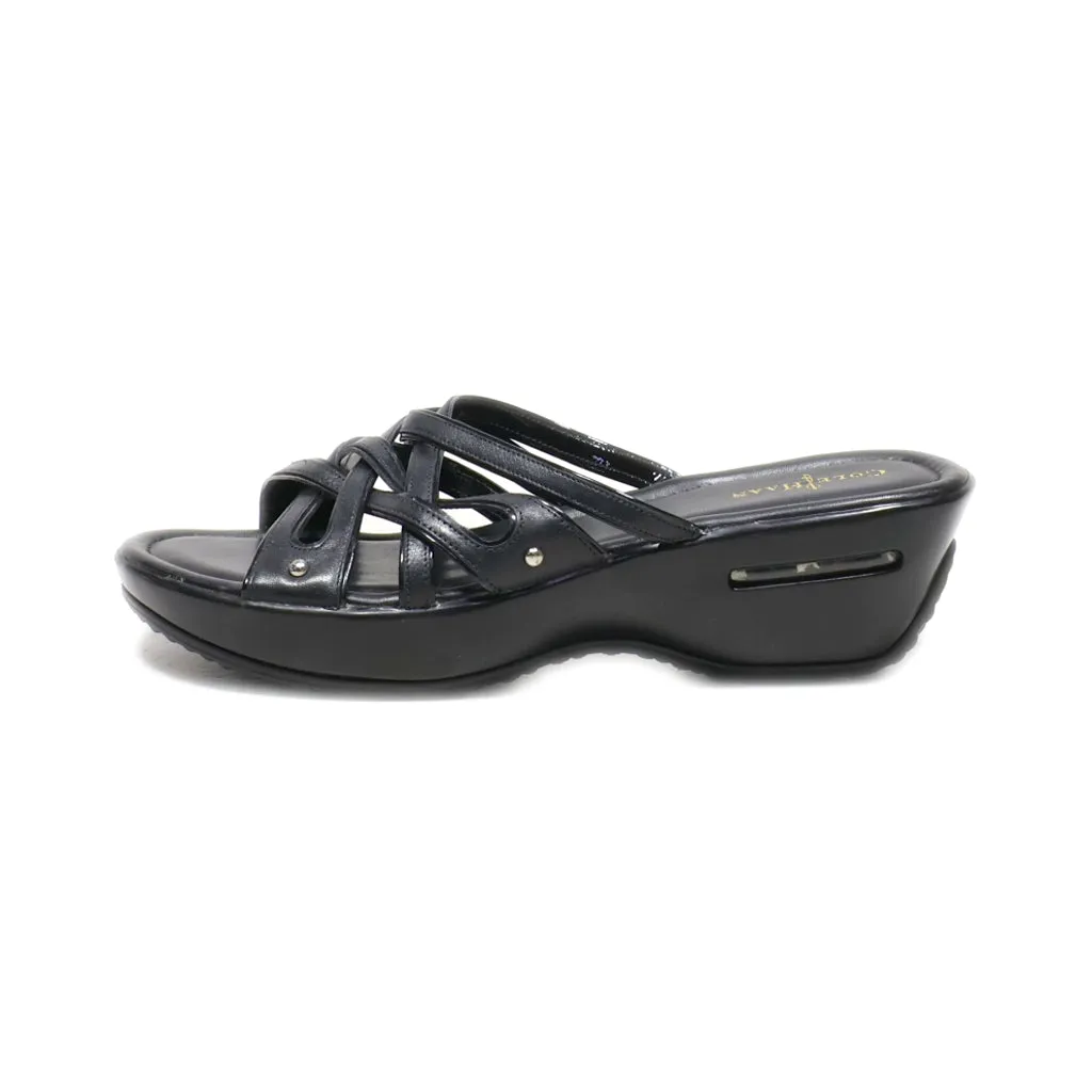 Cole Haan Wedge Shoes Leather Black Colour For Women