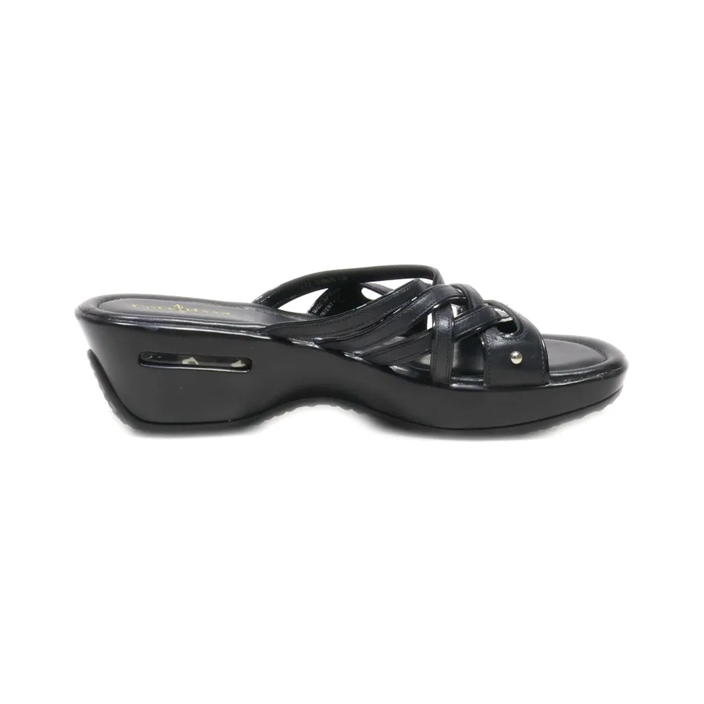 Cole Haan Wedge Shoes Leather Black Colour For Women