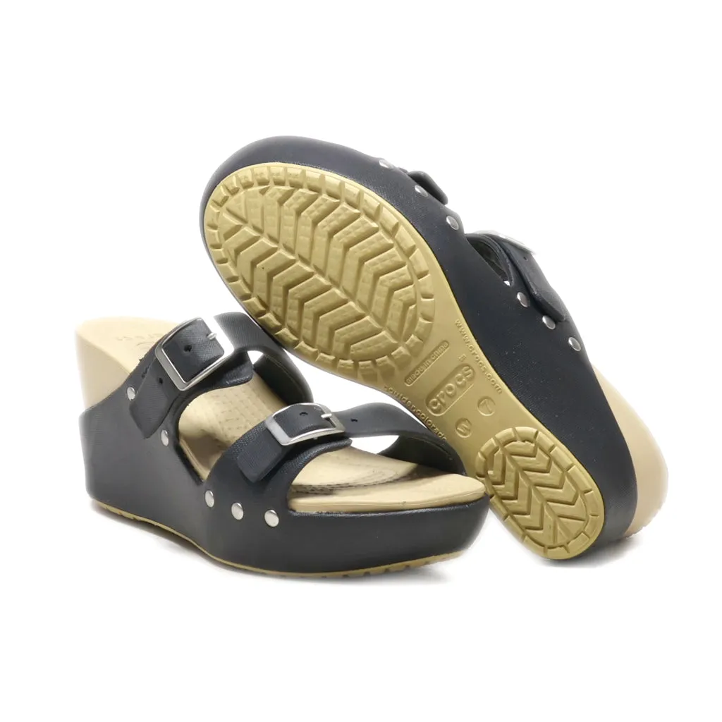 Crocs Wedge Shoes Rubber Black Colour For Women