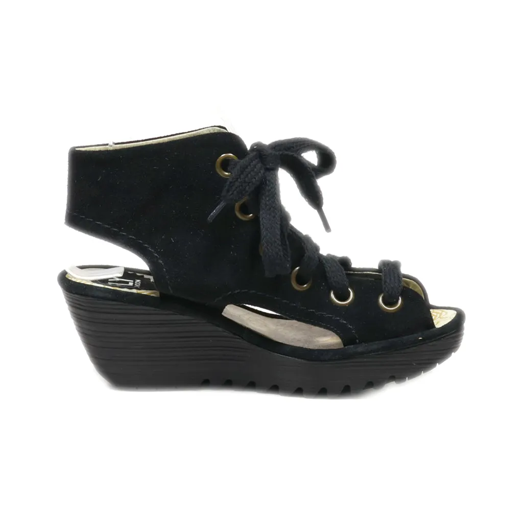Fly London Wedge Shoes Suede Black Colour For Women