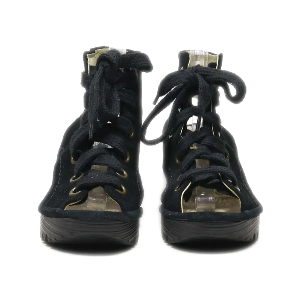 Fly London Wedge Shoes Suede Black Colour For Women