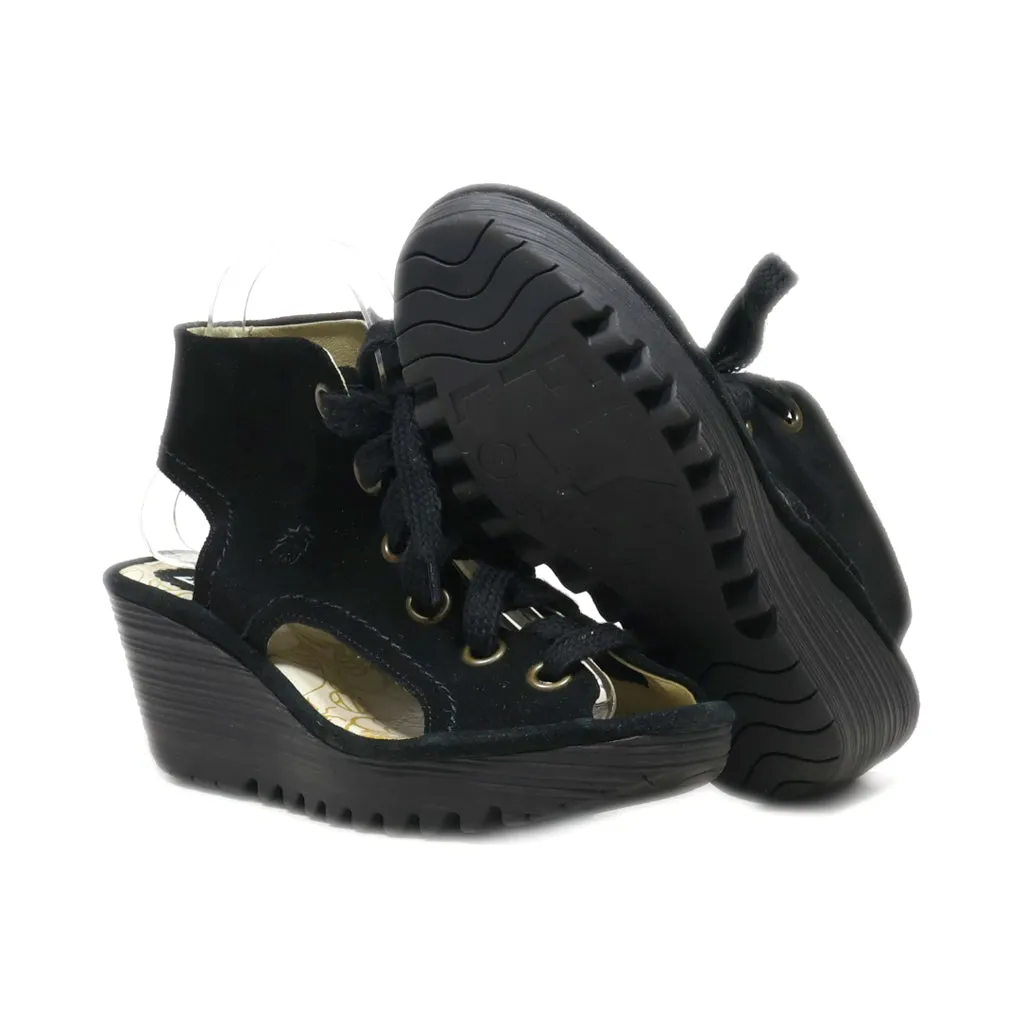 Fly London Wedge Shoes Suede Black Colour For Women