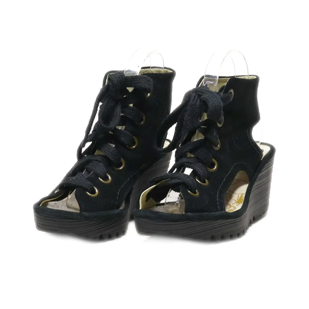 Fly London Wedge Shoes Suede Black Colour For Women