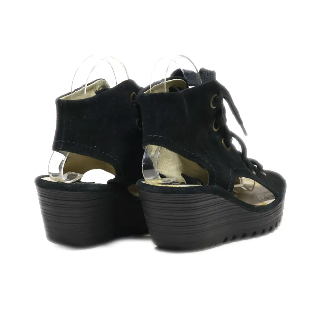 Fly London Wedge Shoes Suede Black Colour For Women