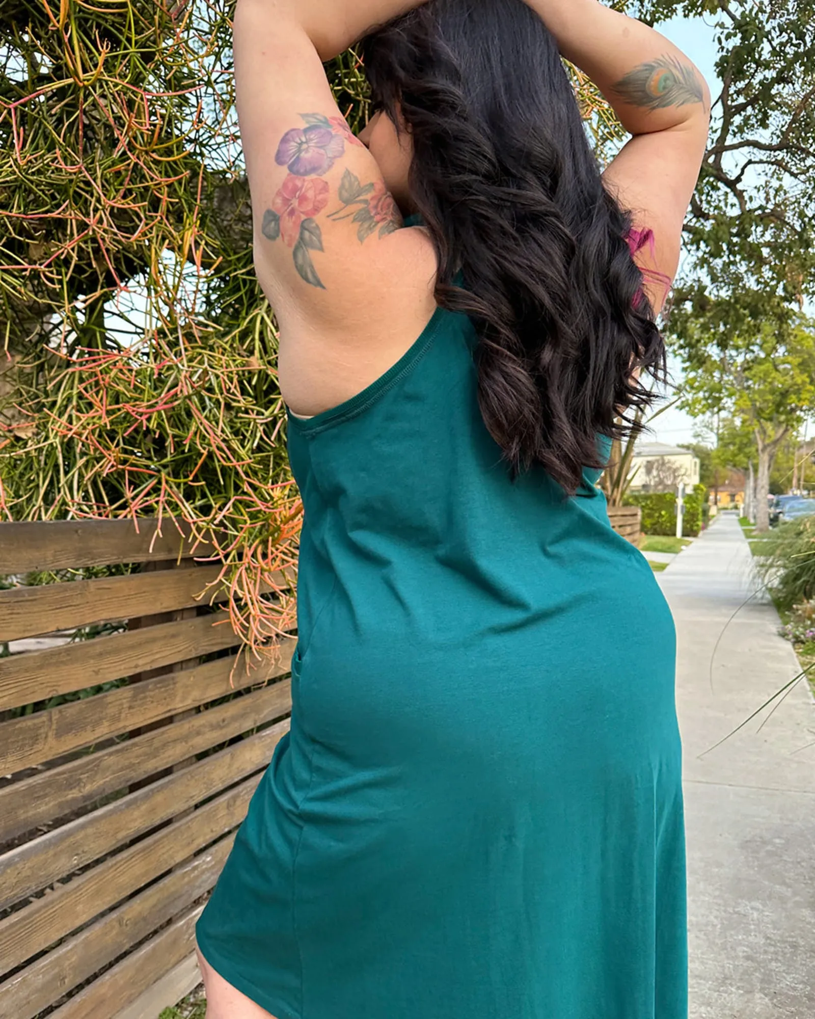 Hi-Lo Jersey Tank Dress | Forest Green