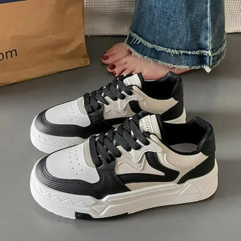 Hnzxzm Brand Leather Women's Sneakers White Platform Woman Sports Sneakers Female Vulcanized Shoes Sneakers Casual Ladies Trainers