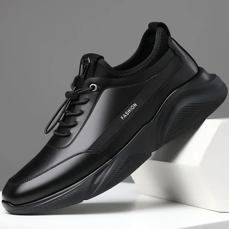 Hnzxzm Genuine Leather Men Shoes Outdoor Fashion Brand Quality Casual Shoes for Men Breathable Walk Shoes Men Fashion Sneakers