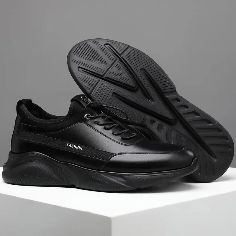 Hnzxzm Genuine Leather Men Shoes Outdoor Fashion Brand Quality Casual Shoes for Men Breathable Walk Shoes Men Fashion Sneakers