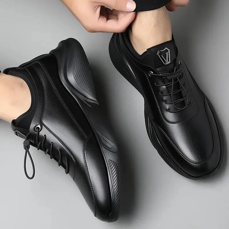 Hnzxzm Genuine Leather Men Shoes Outdoor Fashion Brand Quality Casual Shoes for Men Breathable Walk Shoes Men Fashion Sneakers