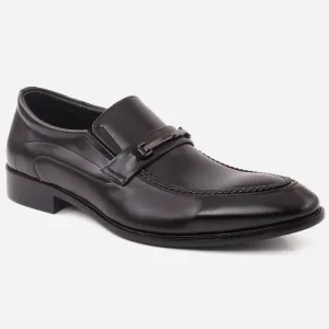 Men "RAFAEL" Woven Moc Toe Metallic Clasp Formal Leather Loafer Shoes