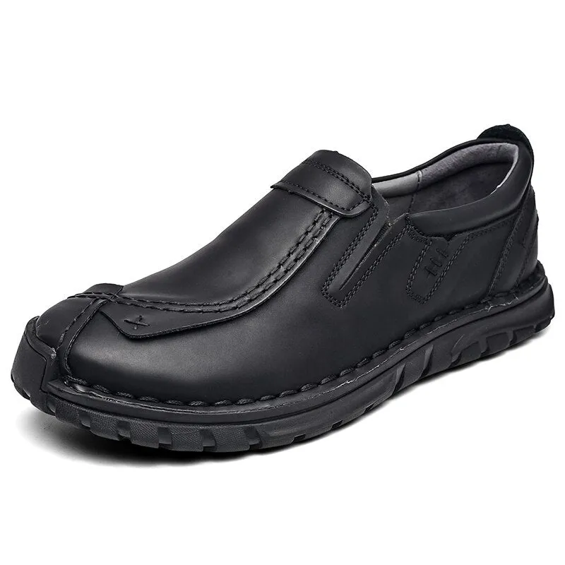 New Autumn Casual Leather Shoes Men Comfortable Outdoor Leather Men Shoes Slip On Breathable Flats Shoe Hot Sale Loafers