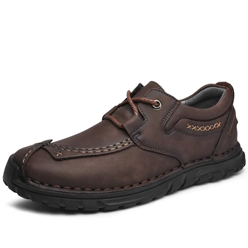 New Autumn Casual Leather Shoes Men Comfortable Outdoor Leather Men Shoes Slip On Breathable Flats Shoe Hot Sale Loafers
