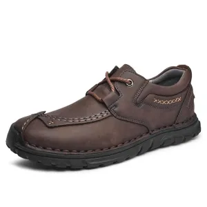 New Autumn Casual Leather Shoes Men Comfortable Outdoor Leather Men Shoes Slip On Breathable Flats Shoe Hot Sale Loafers