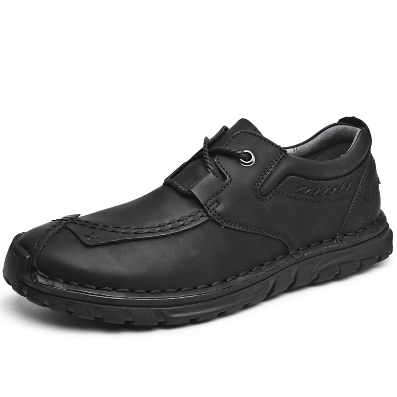 New Autumn Casual Leather Shoes Men Comfortable Outdoor Leather Men Shoes Slip On Breathable Flats Shoe Hot Sale Loafers