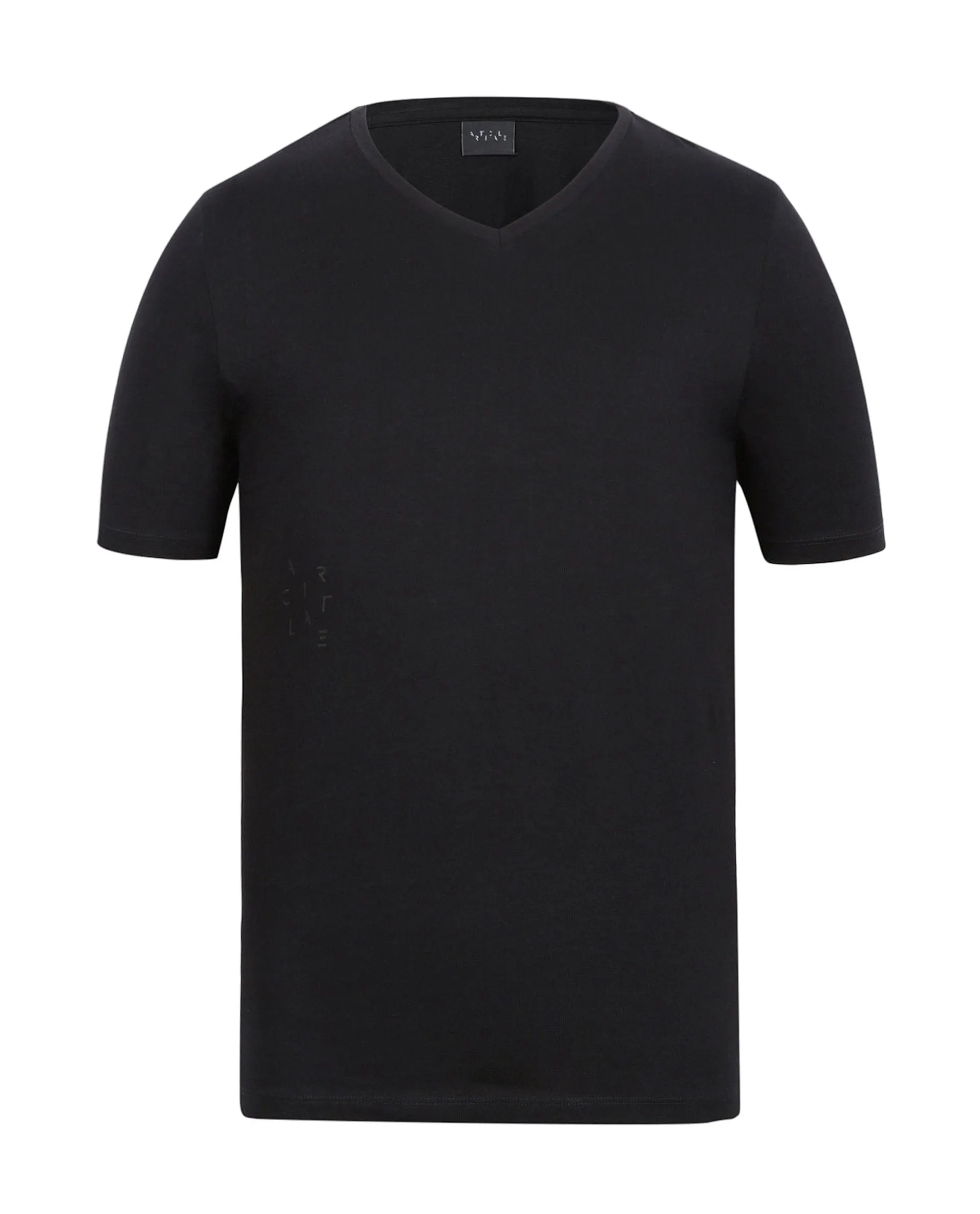 Rare Rabbit Articale Men's Cleok Double Black Solid V-Neck Relaxed Fit Half Sleeves T-Shirt