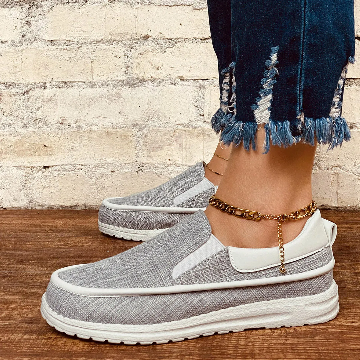 Sohiwoo  sneaker Casual Platform Slip On Loafers Round Toe Walking Shoes