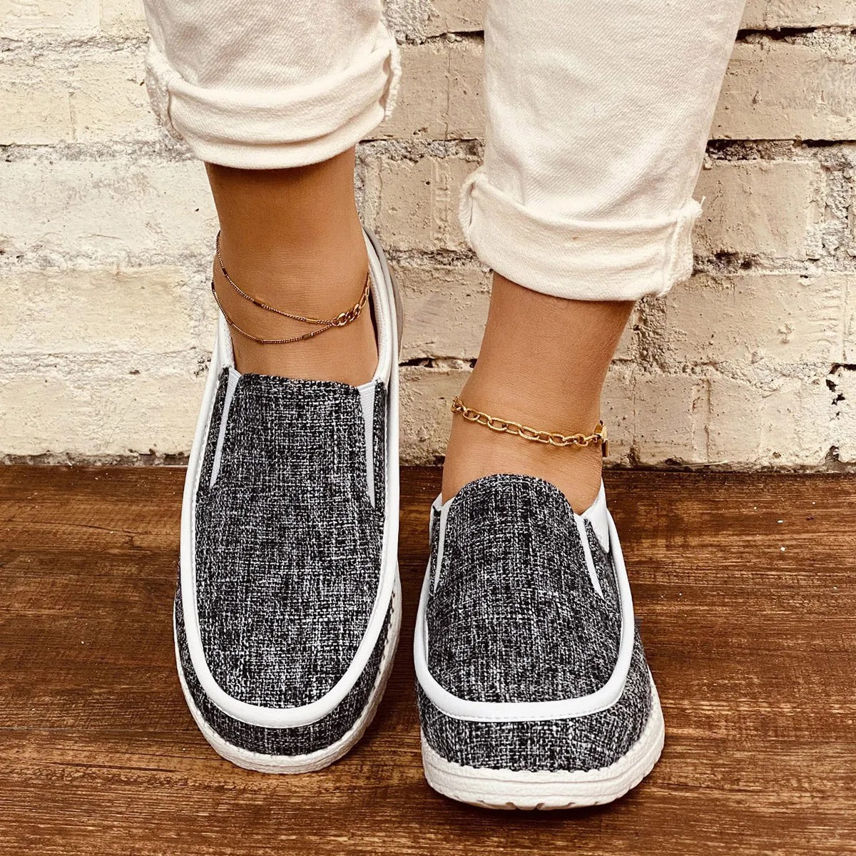 Sohiwoo  sneaker Casual Platform Slip On Loafers Round Toe Walking Shoes