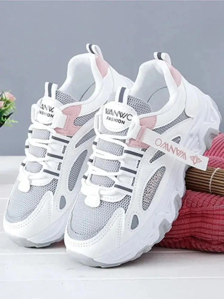 Women's Trainers New Chunky Sneakers Women Breathable Mesh Casual Shoes Sneakers Tennis Female Platform Lace Up Vulcanized Shoes